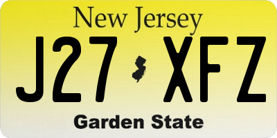 NJ license plate J27XFZ
