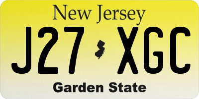 NJ license plate J27XGC