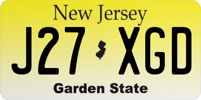 NJ license plate J27XGD