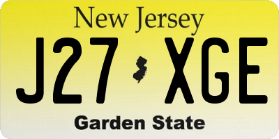 NJ license plate J27XGE