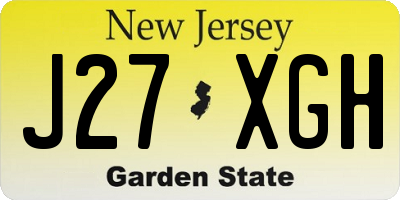 NJ license plate J27XGH