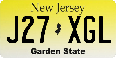 NJ license plate J27XGL