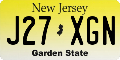 NJ license plate J27XGN