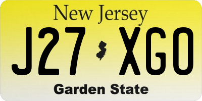 NJ license plate J27XGO