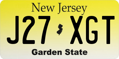 NJ license plate J27XGT