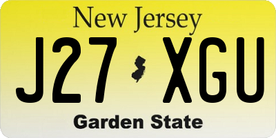 NJ license plate J27XGU