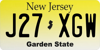 NJ license plate J27XGW