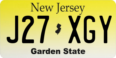 NJ license plate J27XGY