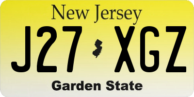 NJ license plate J27XGZ