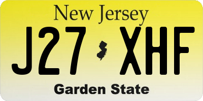 NJ license plate J27XHF