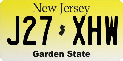 NJ license plate J27XHW