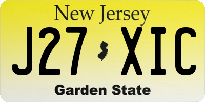 NJ license plate J27XIC