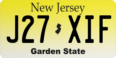 NJ license plate J27XIF