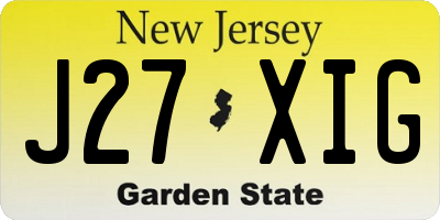 NJ license plate J27XIG