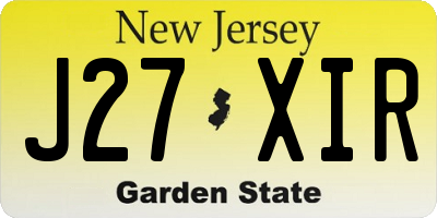 NJ license plate J27XIR