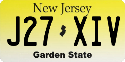 NJ license plate J27XIV