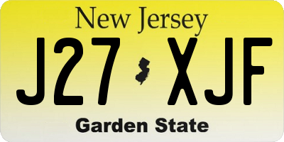 NJ license plate J27XJF