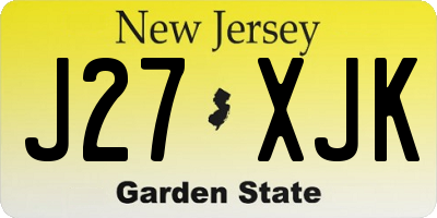 NJ license plate J27XJK