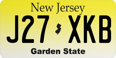 NJ license plate J27XKB