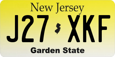 NJ license plate J27XKF