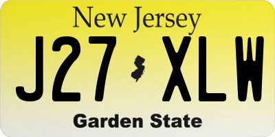 NJ license plate J27XLW