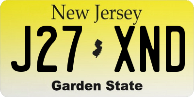 NJ license plate J27XND