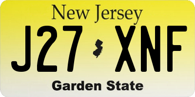 NJ license plate J27XNF