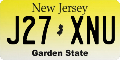 NJ license plate J27XNU