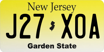 NJ license plate J27XOA