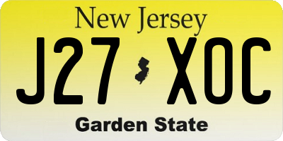 NJ license plate J27XOC