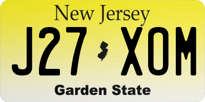 NJ license plate J27XOM