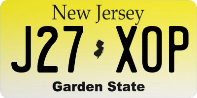 NJ license plate J27XOP