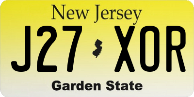 NJ license plate J27XOR