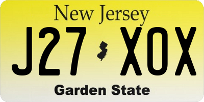 NJ license plate J27XOX