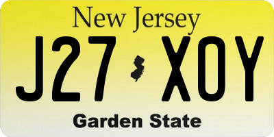 NJ license plate J27XOY