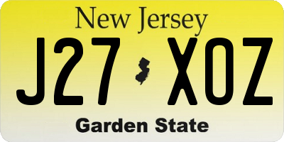 NJ license plate J27XOZ