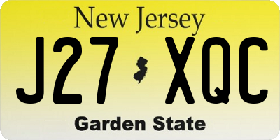 NJ license plate J27XQC