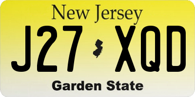 NJ license plate J27XQD