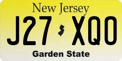NJ license plate J27XQO