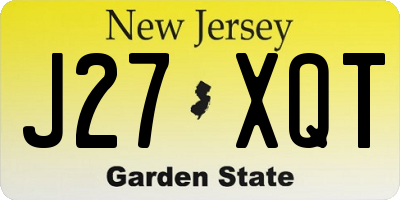 NJ license plate J27XQT