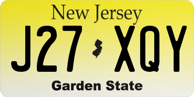 NJ license plate J27XQY