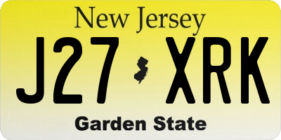 NJ license plate J27XRK