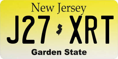 NJ license plate J27XRT