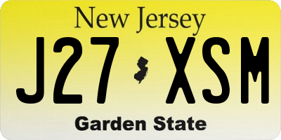 NJ license plate J27XSM