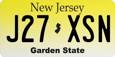 NJ license plate J27XSN