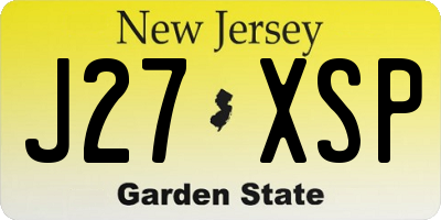 NJ license plate J27XSP