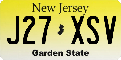 NJ license plate J27XSV