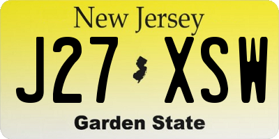 NJ license plate J27XSW