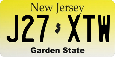 NJ license plate J27XTW