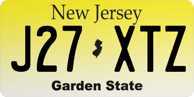 NJ license plate J27XTZ
